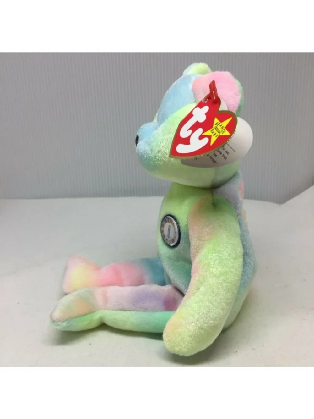 Ty Beanie Baby B.B. Bear Birthday Badge Colorful Plush Stuffed Animal W Tag 1999